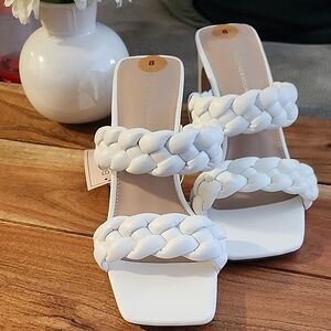 BCBGeneration White Heels with Braided Design